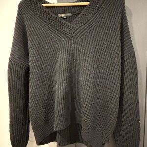 Maje Black Ribbed Knit Sweater